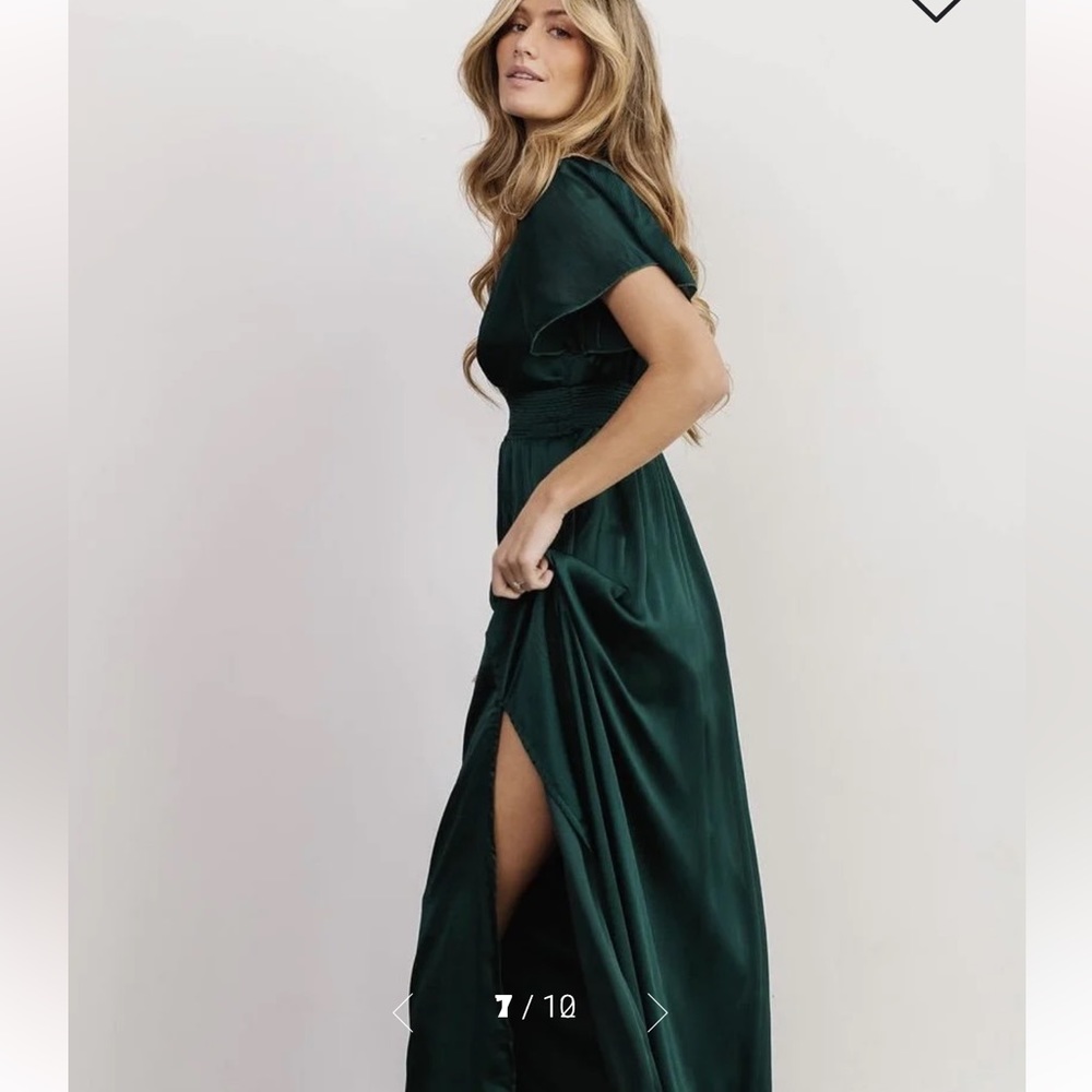 NWT Baltic Born Prague Slit Satin Maxi Dress in Dark Emerald Green size XL - Picture 3 of 13